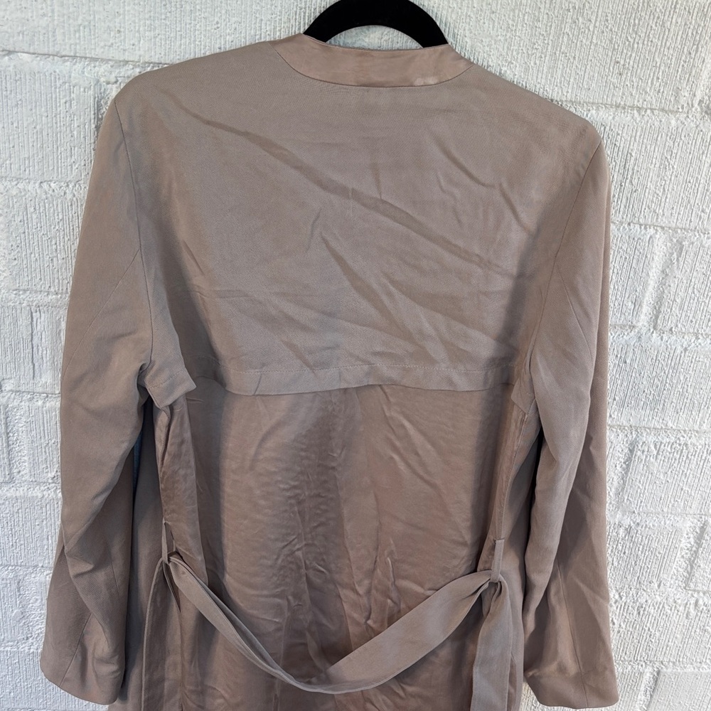 All Saints Hace Lyocell Silk Gray Chic Waterfall Jacket sz 8 - Picture 10 of 11